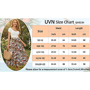 UVN Skirts for Women Summer Chiffon Pleated A-Line Long Skirt Elastic High Waist Swing Tiered Boho Beach Floral Print Maxi Skirts $16.98