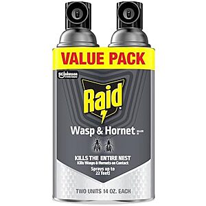 2-Pack 14-Oz Raid Wasp & Hornet Killer Spray $6.06 w/ S&S + Free Shipping w/ Prime or on orders over $35