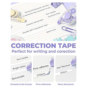 8-Pack 39.4' Four Candies White Correction Tape $4.67 + Free Shipping w/ Prime or on $35+