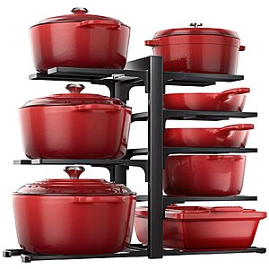 [Prime] 8-Tier 15.8" ORDORA Under Cabinet Adjustable Height Pots and Pans Organizer (Black) $19.79 + Free Shipping