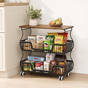 Amazon ~ 3 Tier Rolling Wire Storage Bin Cart Organizer $19.99