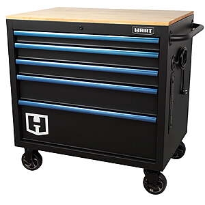 Hart 36-In W x 24-In D 5-Drawer Mobile Tool Chest Workbench W/ Wood Top $249