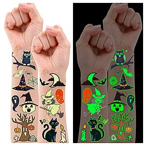 24-Sheets Partywind Halloween Luminous Glow Temporary Tattoos  $2.49 + Free Shipping w/ Prime or on $35+