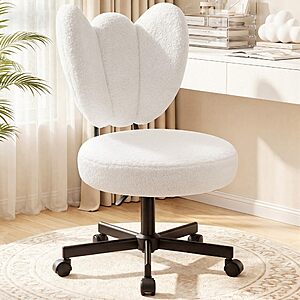 Petal Vanity Chair with Wheels, Tall Office Chair for Girls Women, Small Desk Chair Ergonomic with Flower-Shaped Backrest $50 + Free Shipping
