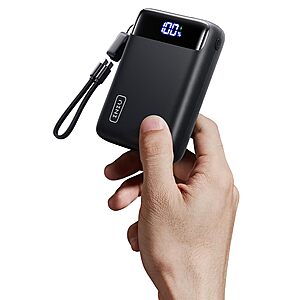 INIU 20000mAh 22.5W Fast Charging Portable Power Bank w/ Built-In USB-C Cable & Flashlight (Black) $26.96 + Free Shipping w/ Prime or on $35+