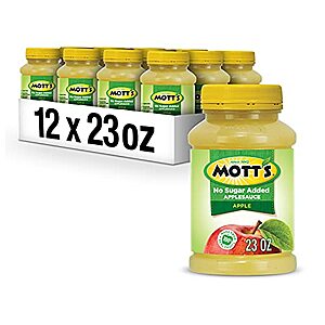 [SnS, AC] $10.63* | 12-Pack 23-Oz Mott's No Sugar Added Applesauce (Apple) at Amazon (88.6￠ each)
