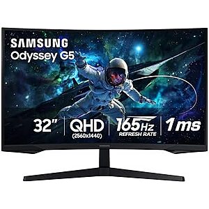 [Resale, AC] $121.15 | 32" Samsung Odyssey G55C 2560x1440 165Hz 1ms Curved Gaming Monitor (Used - Like New) at Amazon