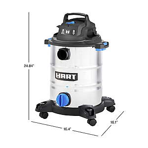 HART 8-Gallon 6 Peak HP Stainless Steel Wet/Dry Vacuum $54.97 + Free Shipping