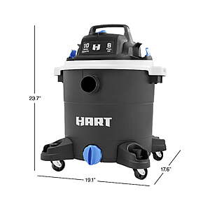 HART 10-Gallon 6 Peak HP Poly Wet/Dry Vacuum w/ Locking Accessories $44.46 + Free Shipping