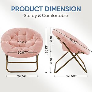 DUMOS Faux Fur Saucer Chair, Living Room Folding Lounge Chair $52.95