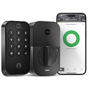 [Resale, AC] $114.37 | Yale Security Lock 2 w/ Wi-Fi, Black Connected Keypad, Back-Up Key (Used - Like New) at Amazon