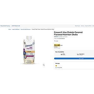 11-Oz Ensure Max Protein, 30g, Caramel Flavored Nutrition Shake - 10 for $10.00