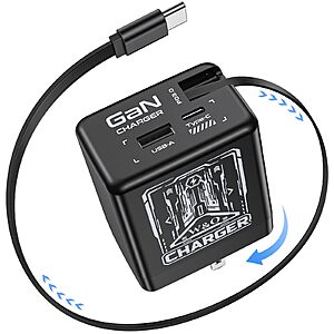 3-In-1 W & O 45 W Retractable Phone Charger with USB C Cable (Black or Green) $7.49 + Free Shipping w/ Prime or on $35+