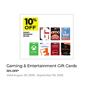 Dollar General - 10% off select gift cards - Gamestop, Xbox, Fandango. AMC, Cinemark, Regal
