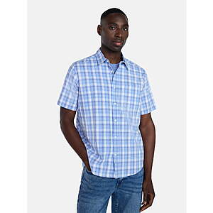 George Men's & Big Men's Modern Fit Poplin Button Up Shirt with Short Sleeves, Sizes XS-5XL