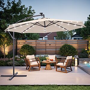$85.79 LOWES ACEGOSES, 10-ft Steel Beige Slide-tilt Umbrella Outdoor