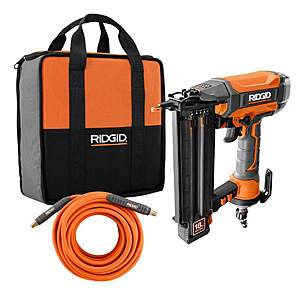 Pneumatic 18-Gauge 2-1/8 in. Brad Nailer w/ CLEAN DRIVE Technology, and Tool Bag, with 1/4 in. 50 ft. Lay Flat Air Hose $89