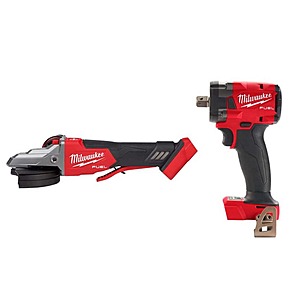 Milwaukee M18 FUEL 18V Lith-Ion Brushless Cordless 5 in. Flathead Braking Grinder w/ Paddle Switch No-Lock & 1/2 in. Impact Wrench $269