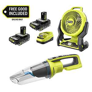 ONE+ 18V Cordless Hybrid 7.5 in. Fan Kit w/ (2) 2Ah Batteries, Charger, w/ FREE ONE+ 18V Cordless Wet/Dry Hand Vacuum $120