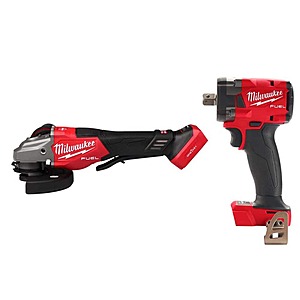 Milwaukee M18 FUEL ONE-KEY 18V Lith-Ion Brushless Cordless 4-1/2 in./6 in. Variable Speed Braking Grinder w/ 1/2 in. Impact Wrench $269