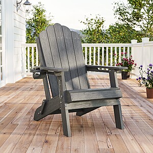 $105.79 LOWES ACEGOSES Foldable Adirondack Chair Gray HDPE Frame Stationary Adirondack Chair with Slat Seat