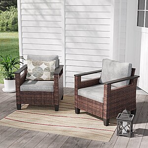 $192.65 LOWES ACEGOSES 2 -Piece Wicker Patio Conversation Set with Gray Cushions Included