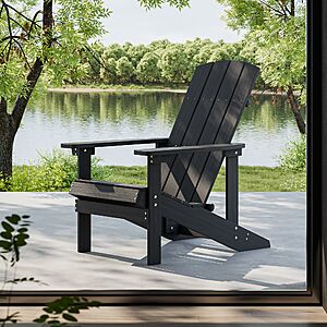 $74.26 LOWES ACEGOSES Adirondack Chair Black Plastic Frame Stationary Adirondack Chair with Slat Seat