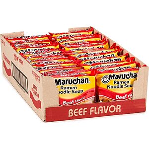 $9.11 S&S/Q Maruchan Ramen Noodle Soup, Beef Flavor – Japanese-Style Instant Noodles, – 3 Oz. (24 Pack)