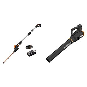 WORX WG252 20V Power Share 2-in-1 20" Cordless Hedge Trimmer (Battery & Charger Included) and Worx 20V 2-Speed Leaf Blower Cordless with Battery and Charger $211.98