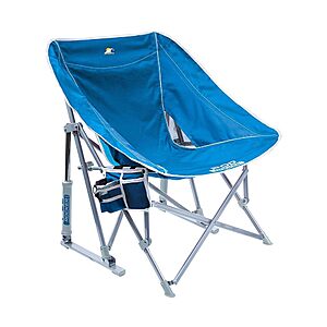GCI Outdoor Pod Rocker Beach Chair | Collapsible Folding Rocking Chair with Drink Holder & Portable Carry Bag — Saybrook Blue $64