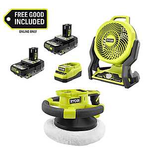Ryobi ONE+ 18V Cordless Hybrid 7.5 in. Fan Kit w/ (2) 2Ah Batteries, Charger, w/ FREE ONE+ 18V Cordless Random Orbit Buffer $121