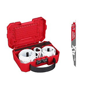 Milwaukee Hole Dozer Bi-Metal Hole Saw Kit (11-Piece) w/9 in. 5 TPI AX Nail-Embedded Wood Cutting SAWZALL Blade $49