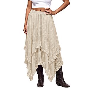 Amazon – Scarlet Darkness Asymmetrical Lace Maxi Skirt (Red, 2XL) - $16.50 w/ Code