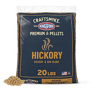 Kingsford Craftsmoke Premium Grilling Wood Pellets, Hickory BBQ Pellets for Grilling, 100% Natural Hardwood, 20 pounds - $12.89 AC