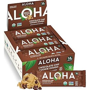 [SnS, AC] $14.31 | 12-Pack 1.98-Oz ALOHA Organic Plant Based Protein Bars (Chocolate Chip Cookie Dough) at Amazon ($1.19 each)
