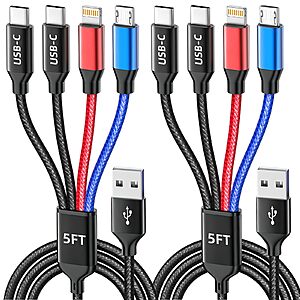 Amazon – MPATIBY 2-Pack 5' 4-in-1 Multi Charging Cables - $7.10 w/ Code + Deal