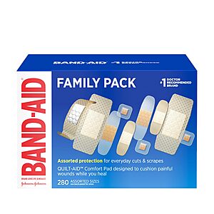 BAND-AID Family Pack, Assorted Sizes, 280 Ct