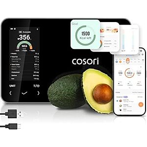 [Resale, AC] $21.20 | Cosori Smart Food Scale with Nutritional Calculator, USB Rechargeable, 11lb (Used - Like New) at Amazon