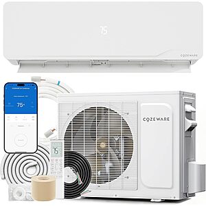 Cozeware 12000 BTU 230V 20 SEER2 Wifi Ductless Mini Split AC & Heater $392 + Free Shipping