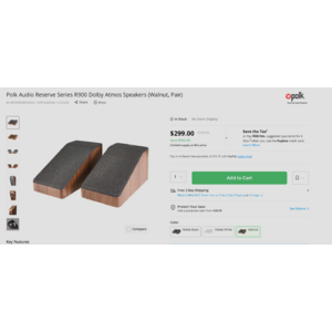 Polk Audio Reserve Series R900 Dolby Atmos Speakers (Walnut, Pair) $299