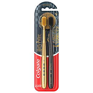 $9.97 get $5 Walmart Cash Limit 3: Colgate Harry Potter Soft Bristled Adult Toothbrushes, Gold and Black, 2 Count