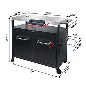 $176 FS Walmart Expert Grill Outdoor BBQ Prep Cart with Wheels, Stainless Steel Top & Storage Shelves