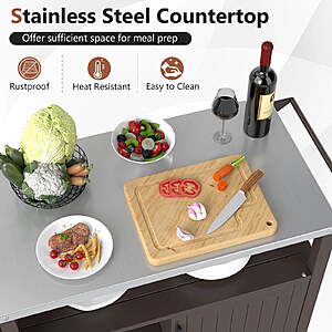 $150 FS Walmart by Costway: Costway Outdoor Grill Cart Movable Prep Table with Storage Cabinet Shelves for BBQ