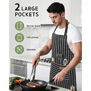 $7.98 Two Poly/Cotton Blend Aprons for Grilling/Cooking, or $7 for Two All Polyester Aprons AMAZON