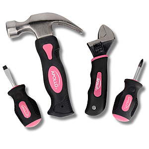 Apollo Tools Four Piece Stubby Tool Set - Pink- DT0240P $9.89