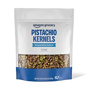 Amazon Grocery, Pistachio Kernels, Roasted & Salted, No Shells, 24 oz (680g), Pack of 1~$11.25 With S&S @ Amazon