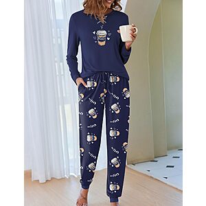 Ekouaer Pajamas for Women Comfy Long Sleeve Jogger Set Lounge Pjs Set $11.99
