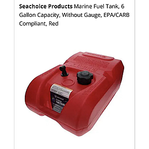 Seachoice Products Marine Fuel Tank, 6 Gallon Capacity, Without Gauge, EPA/CARB Compliant, Red $20.45