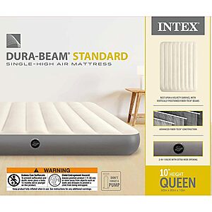 Intex 64103E Dura-Beam Standard Single-High Air Mattress: Fiber-Tech - Queen Size - 10in Bed Height - 600lb Weight Capacity - $14.99