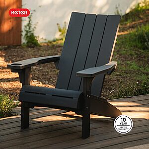 Keter Modern Adirondack Chair – Made in the USA, Weather‑Resistant Resin Outdoor Patio Chair, Sleek Contemporary Design, Durable All‑Weather Seating for Deck $89.32